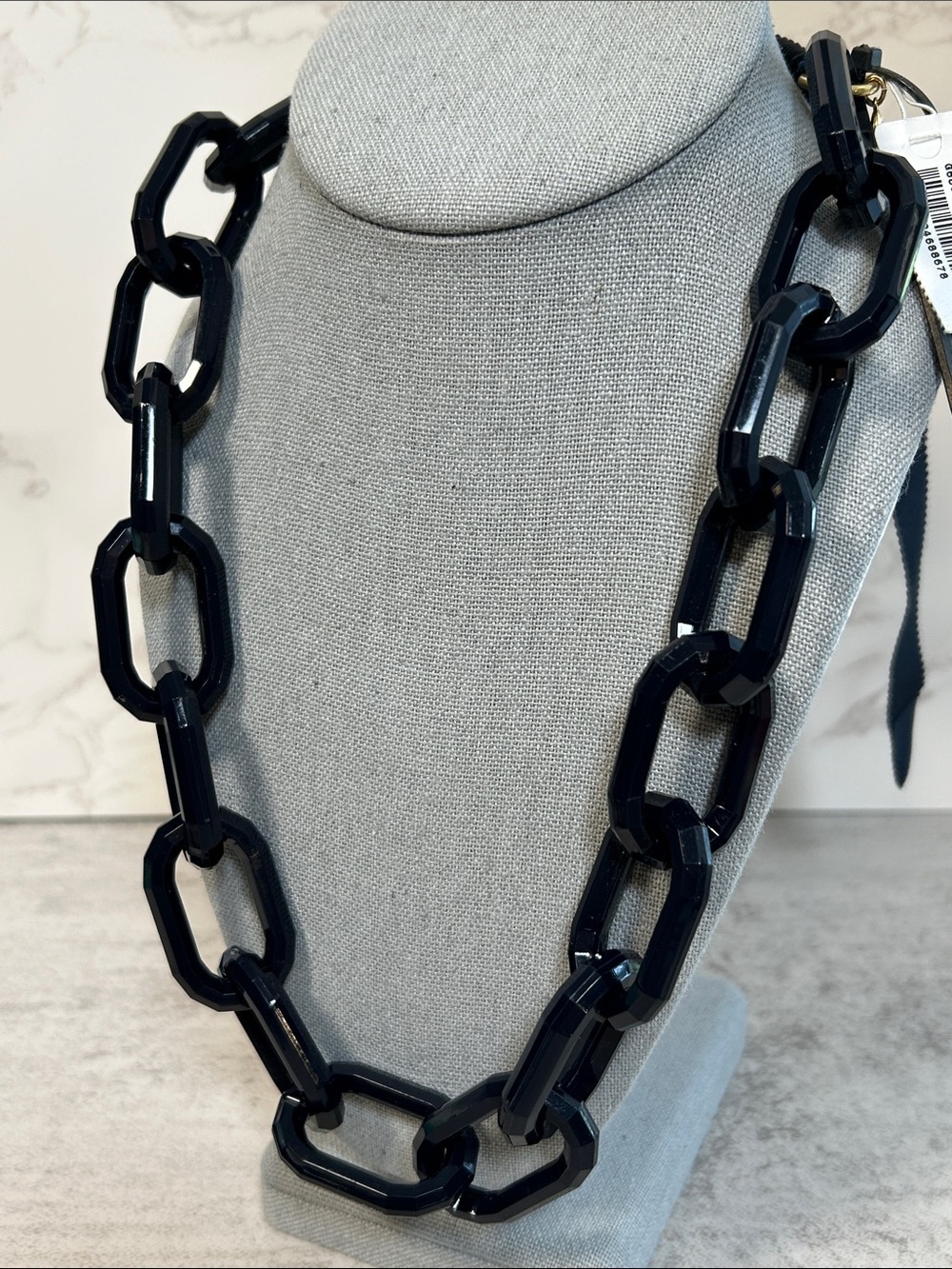 Chunky Navy Acrylic Link Necklace